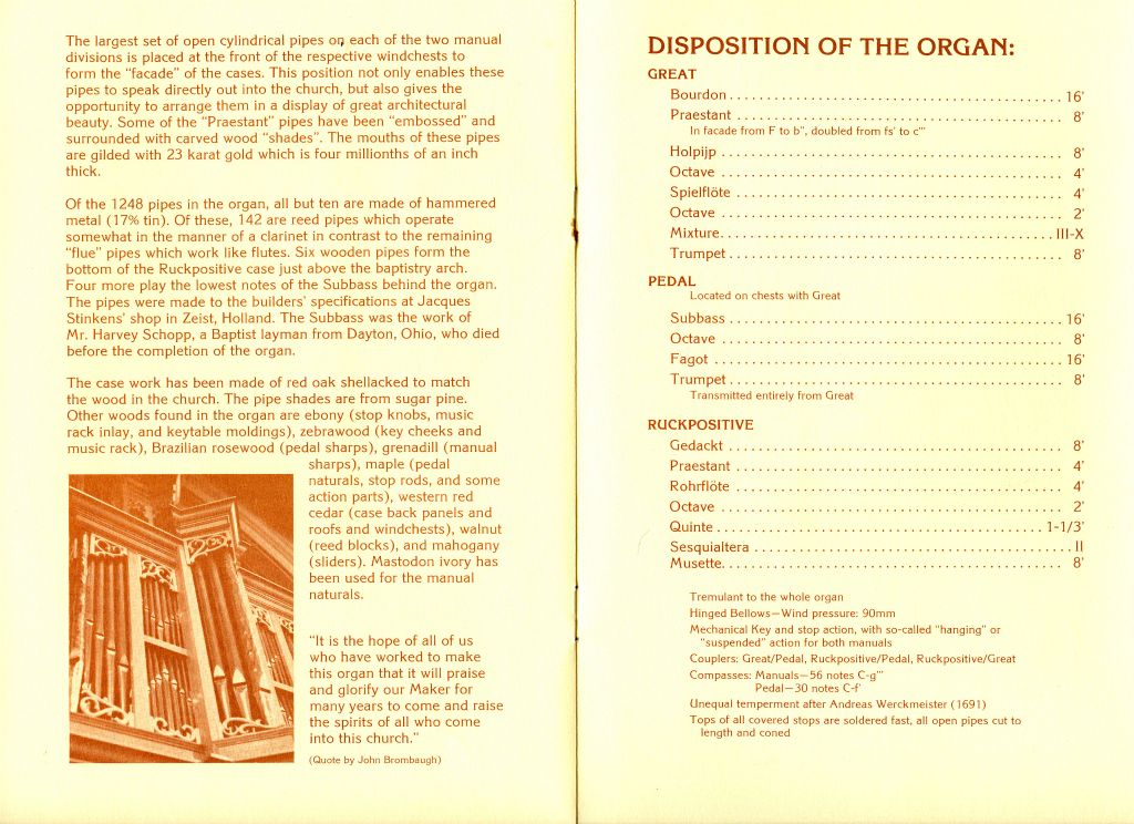 Original dedication brochure